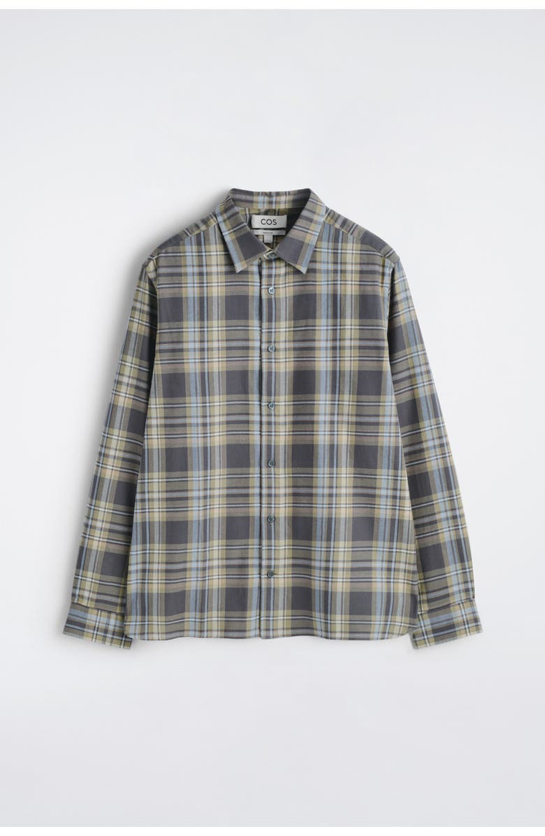 COS Checked Cotton-Twill Shirt, Alternate, color, Gray / Brown / Checked