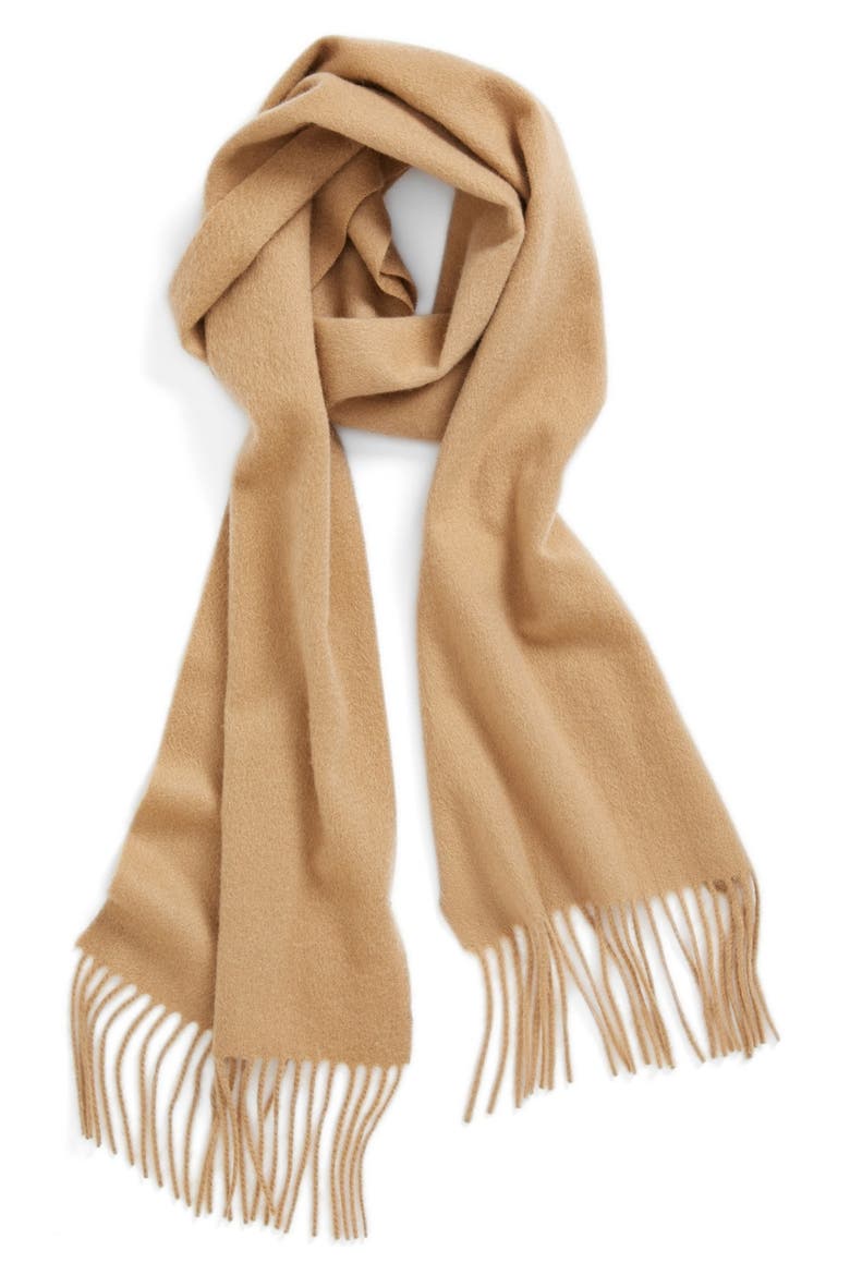 Solid Woven Cashmere Scarf, Main, color, CAMEL