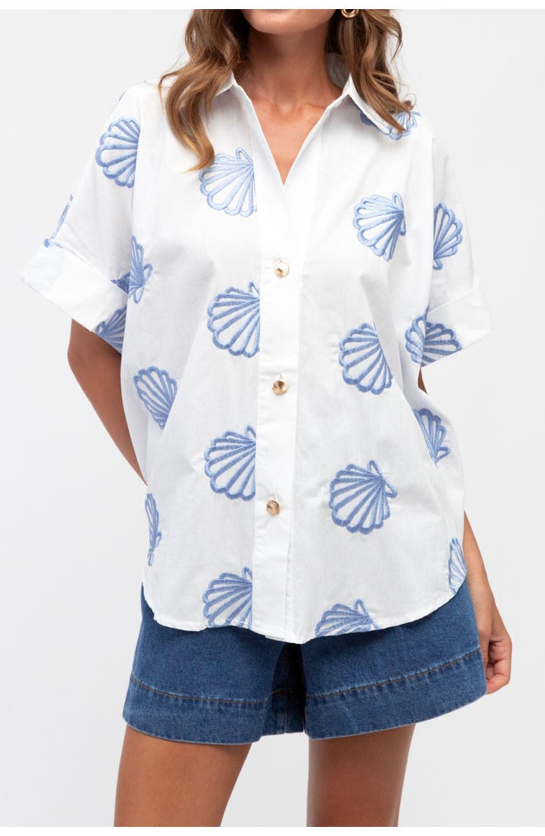 Label of Love Shell Embroidered Shirt, Main, color, White