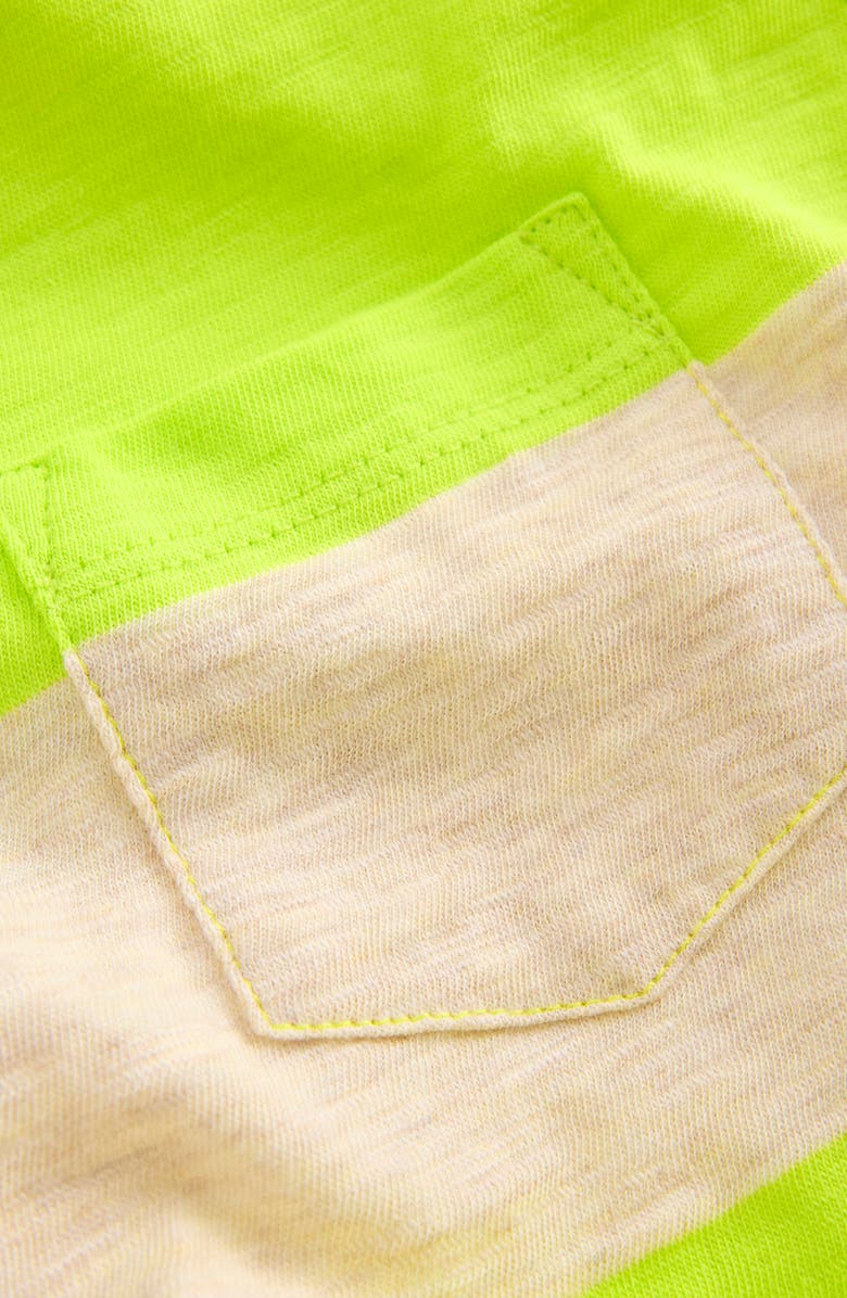 Mini Boden Kids' Everyday Stripe Pocket Cotton T-Shirt, Alternate, color, Love Bird / Oatmeal Melange