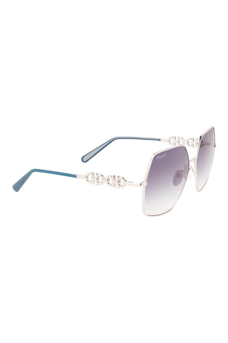 Gancini 61mm Gradient Rectangular Sunglasses, Alternate, color, SILVER/BLUE