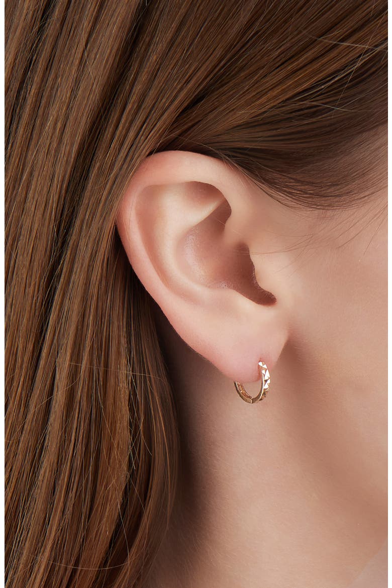 14K Gold Textured Huggie Hoop Earrings, Alternate, color, 14K YELLOW GOLD