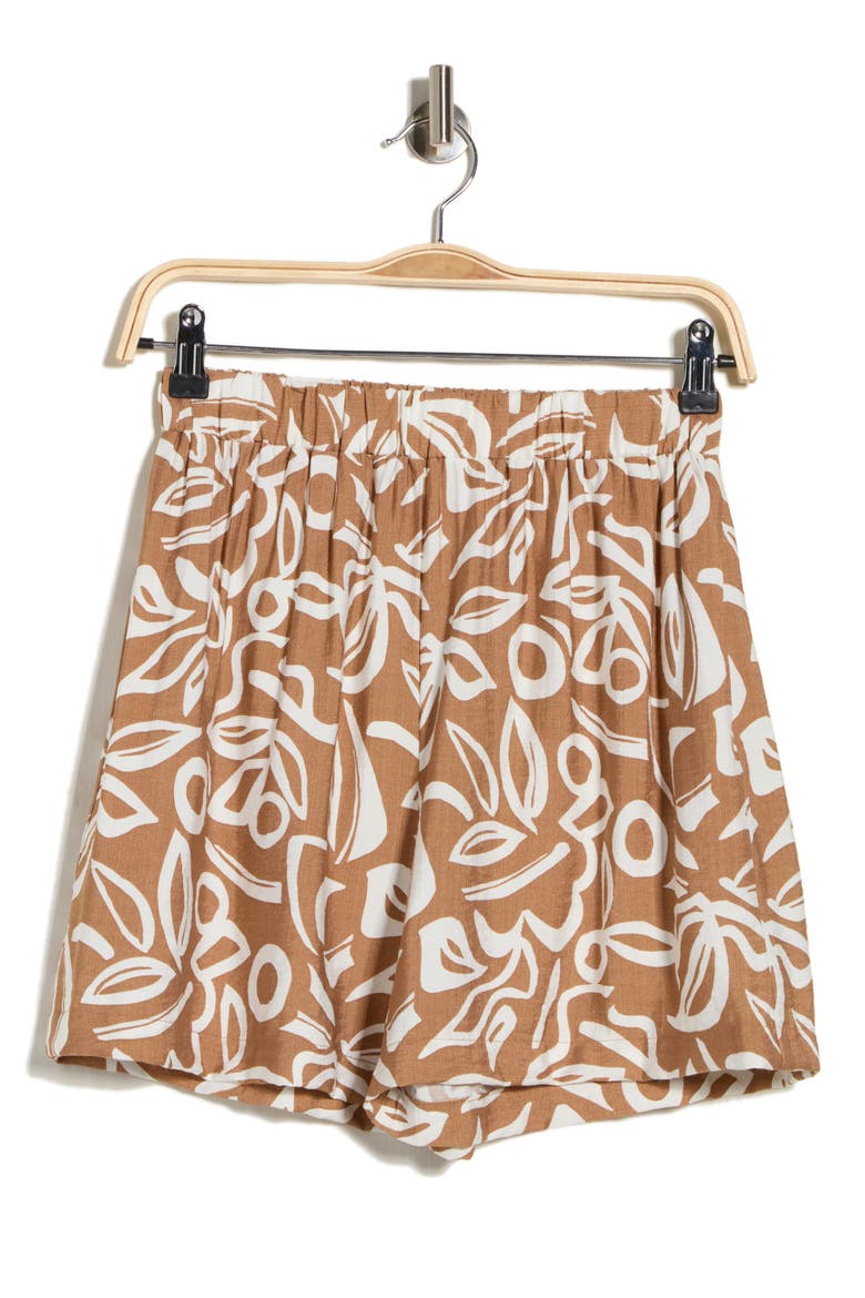 Floral Elastic Waist Shorts, Alternate, color, TAUPE FLORAL