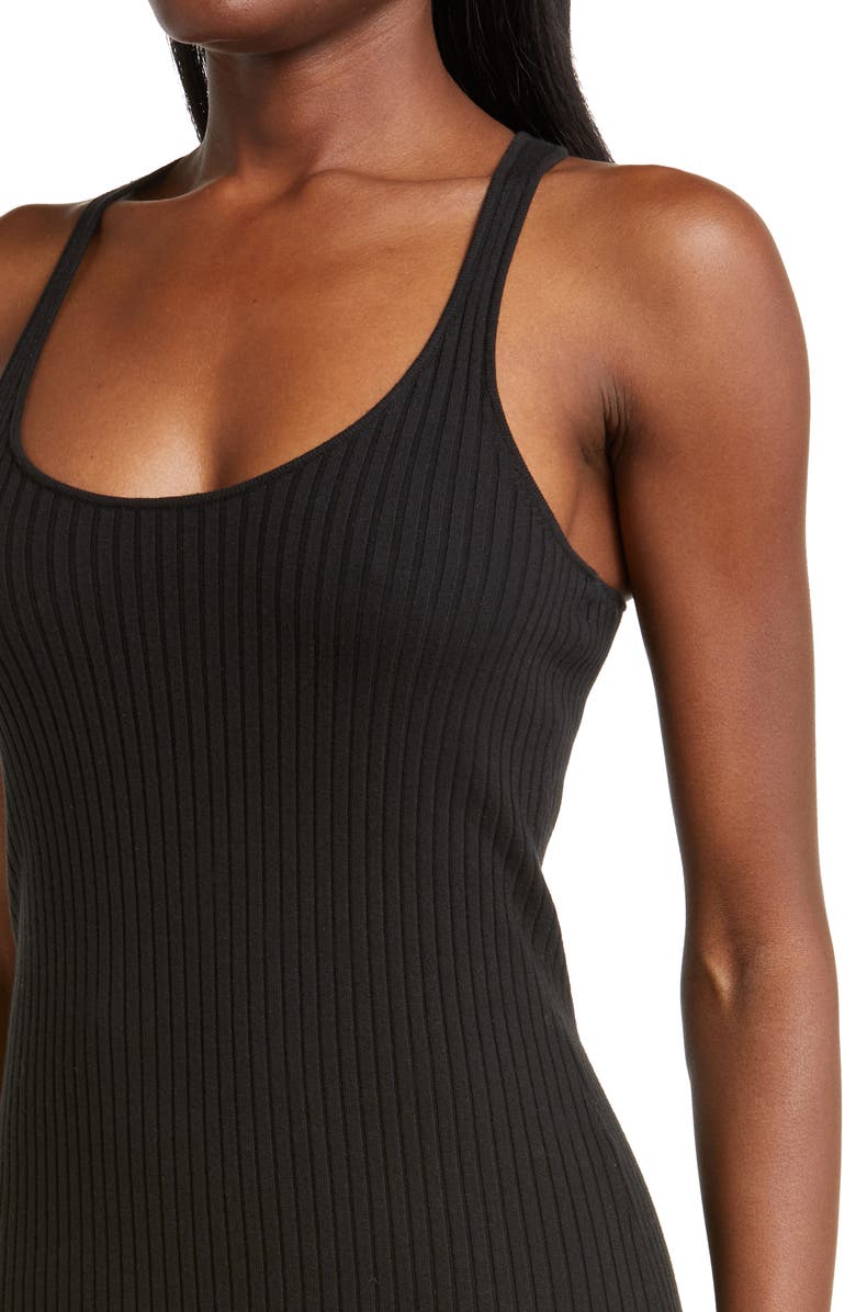 Blanc Noir Colorblock Stripe Ribbed Midi Sweater Dress, Alternate, color, 