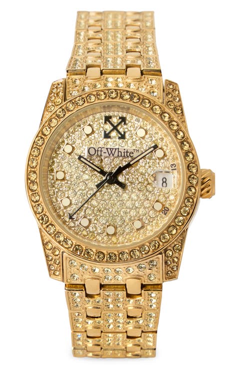 Discreet Crystal Quartz Bracelet Watch, 32mm
