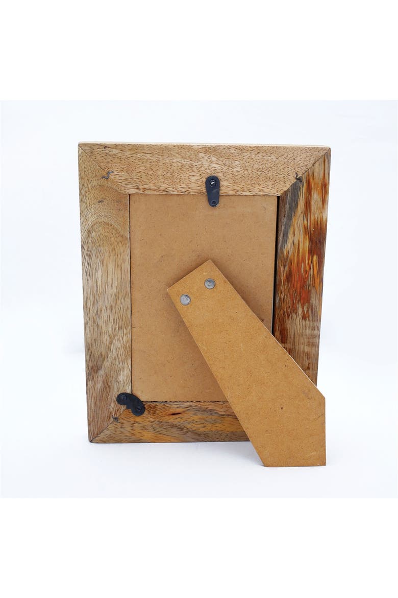 Natural Wood 4 x 6 inch Floral Pattern Decorative Wood Picture Frame, Alternate, color, Brown