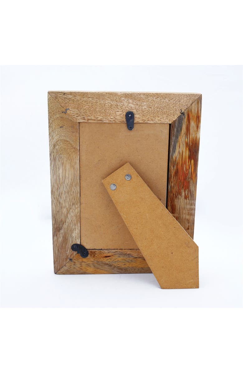 Foreside Home and Garden Natural Wood 4 x 6 inch Floral Pattern Decorative Wood Picture Frame, Alternate, color, Brown