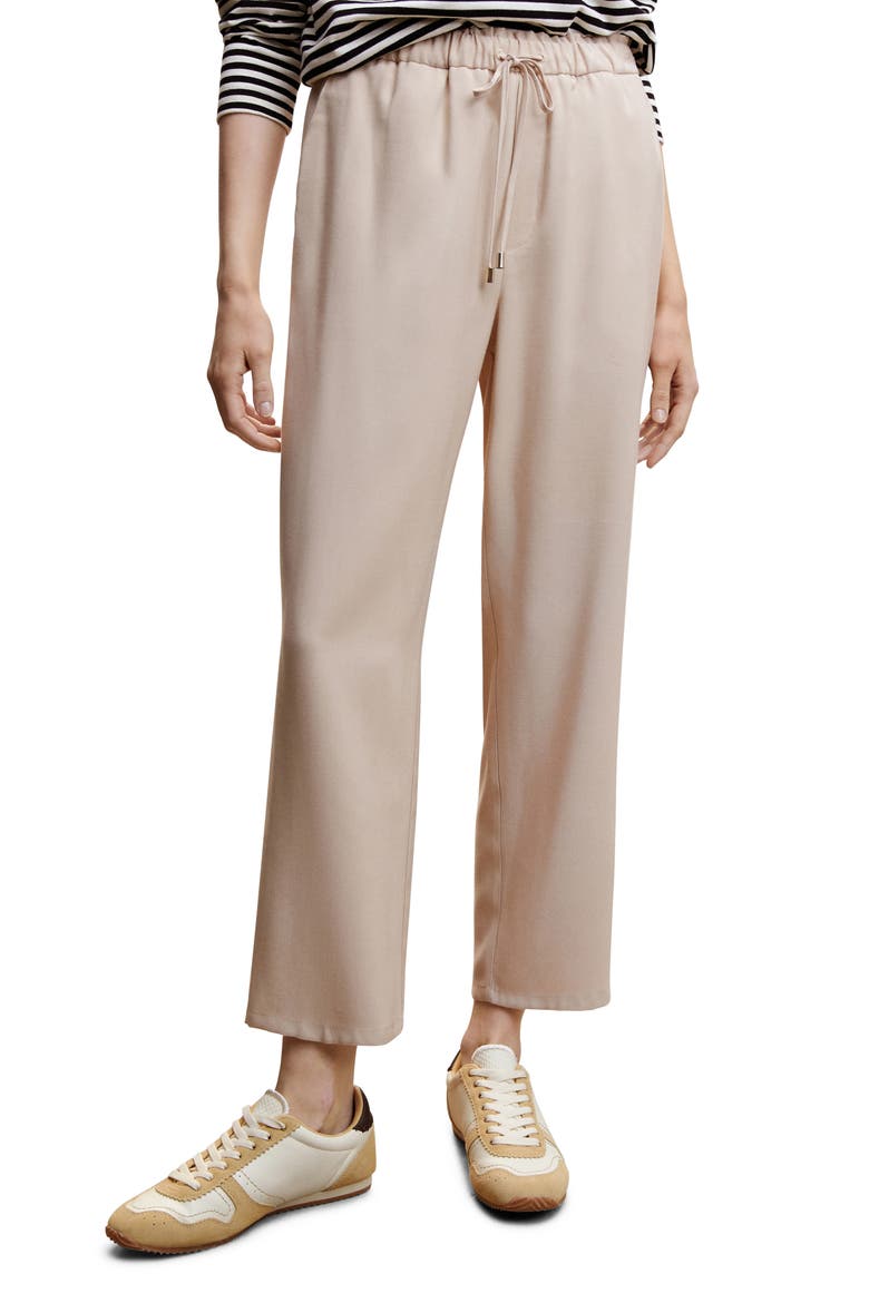 Drawstring Waist Flowy Pants, Main, color, LIGHT BEIGE