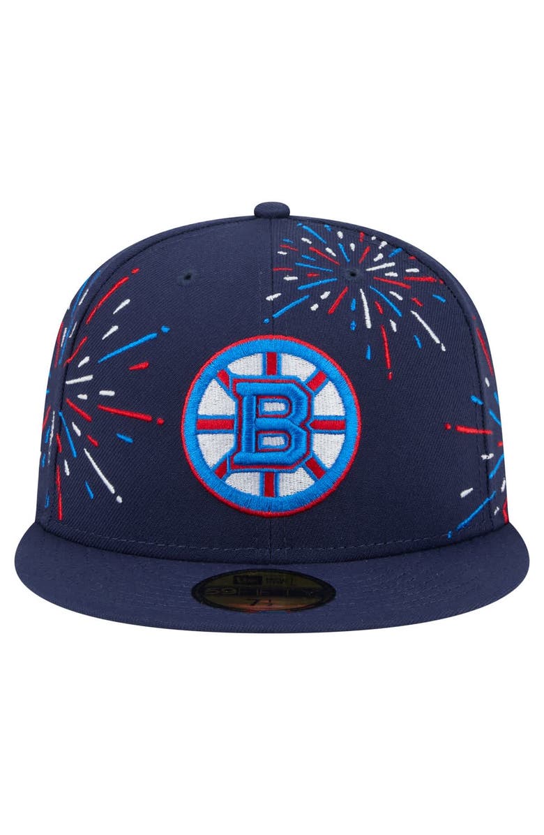 New Era Men's New Era Navy Boston Bruins Americana Fireworks 59FIFTY Fitted Hat, Alternate, color, Navy