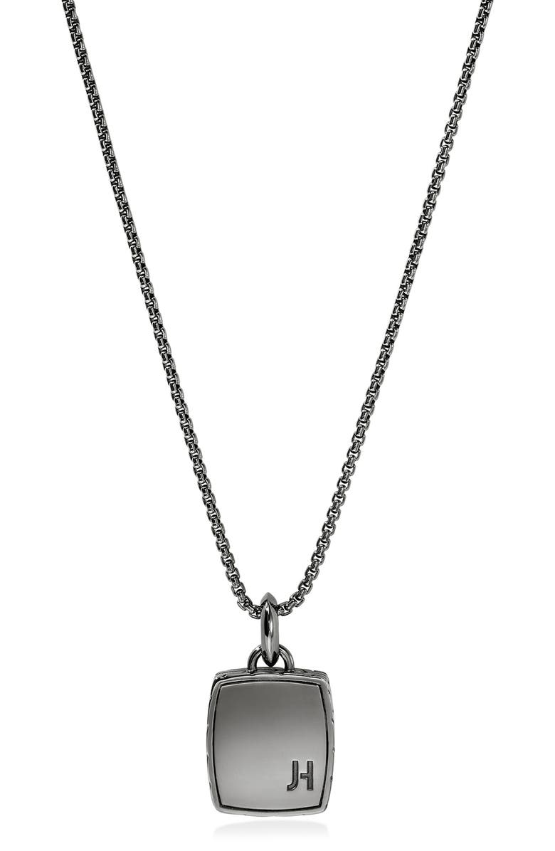 John Hardy Carved Chain Color Tag Pendant Necklace, Alternate, color, Dark Silver/ Black Multi