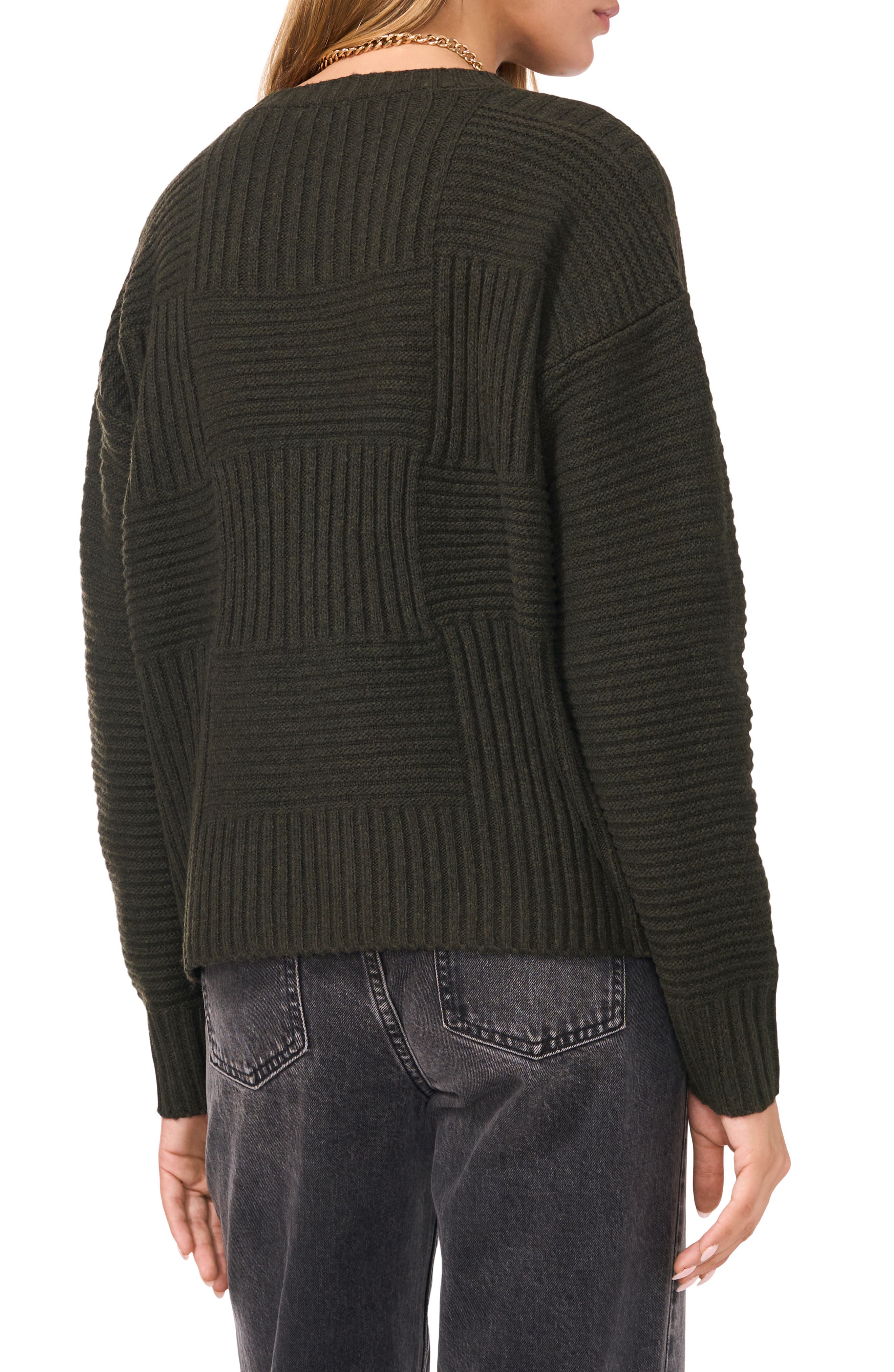 1.STATE Check Pattern Crewneck Sweater (Women) | Nordstromrack