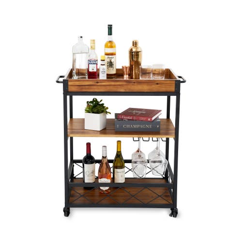 Twine Modern Manor Bar Cart In Brown