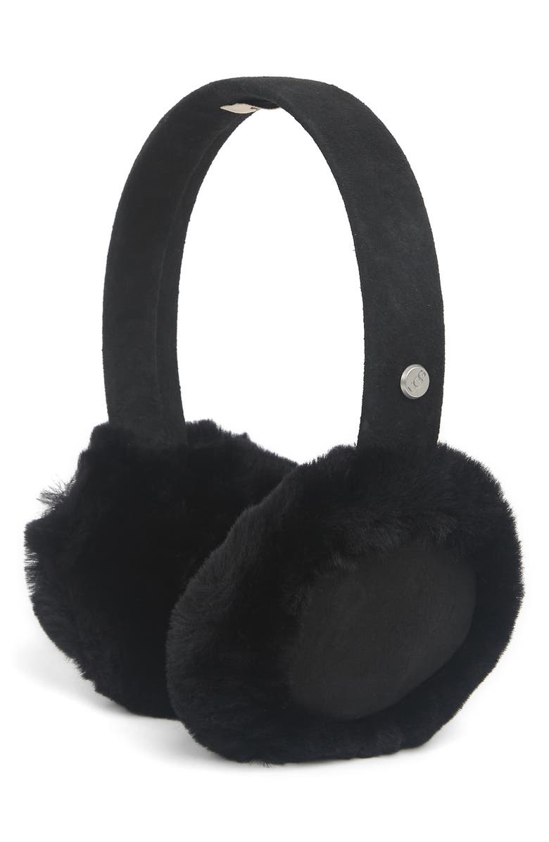 UGG<sup>®</sup> Genuine Shearling Earmuffs, Main, color, Black