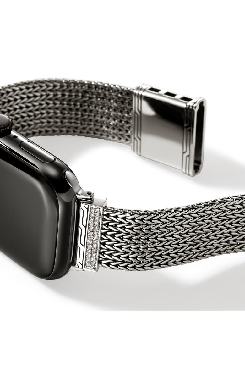 John Hardy Smart Watch Strap Diamond Pavé, 18mm, Alternate, color, Silver