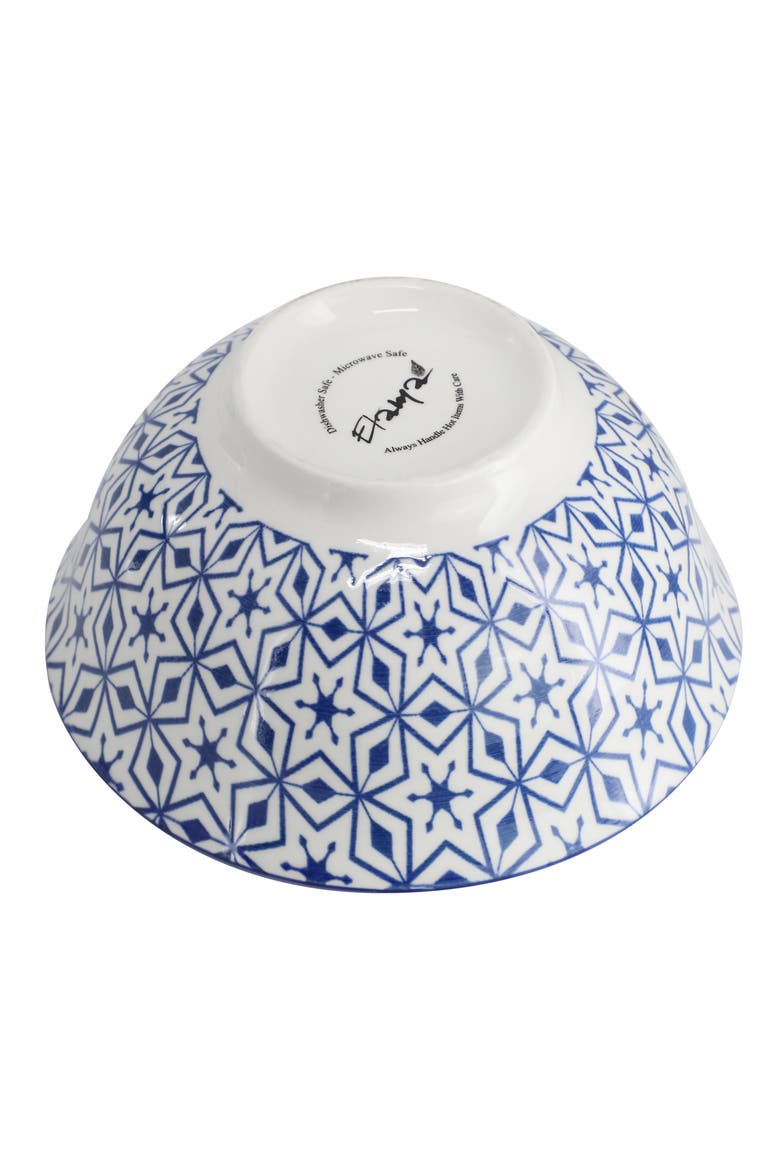 Moxy 6 Piece Assorted Design 20oz Porcelain Footed Bowl Set, Alternate, color, Blue