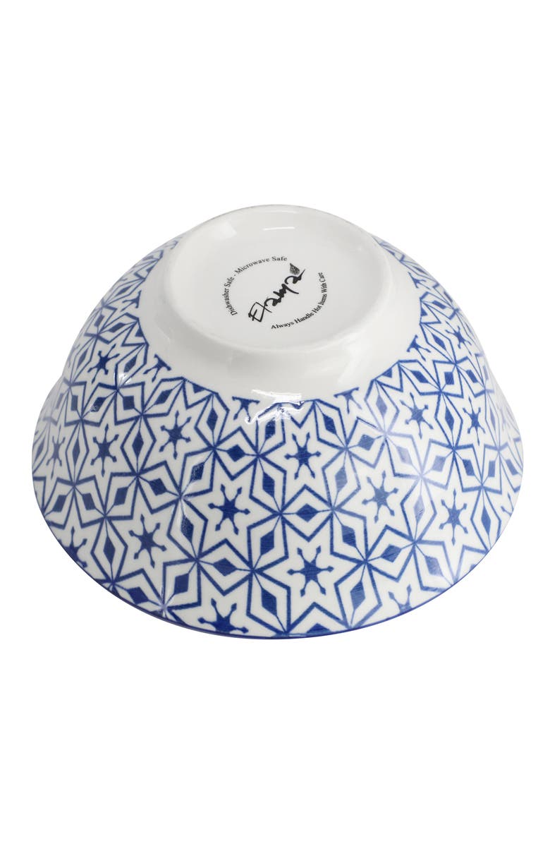 Elama Moxy 6 Piece Assorted Design 20oz Porcelain Footed Bowl Set, Alternate, color, Blue