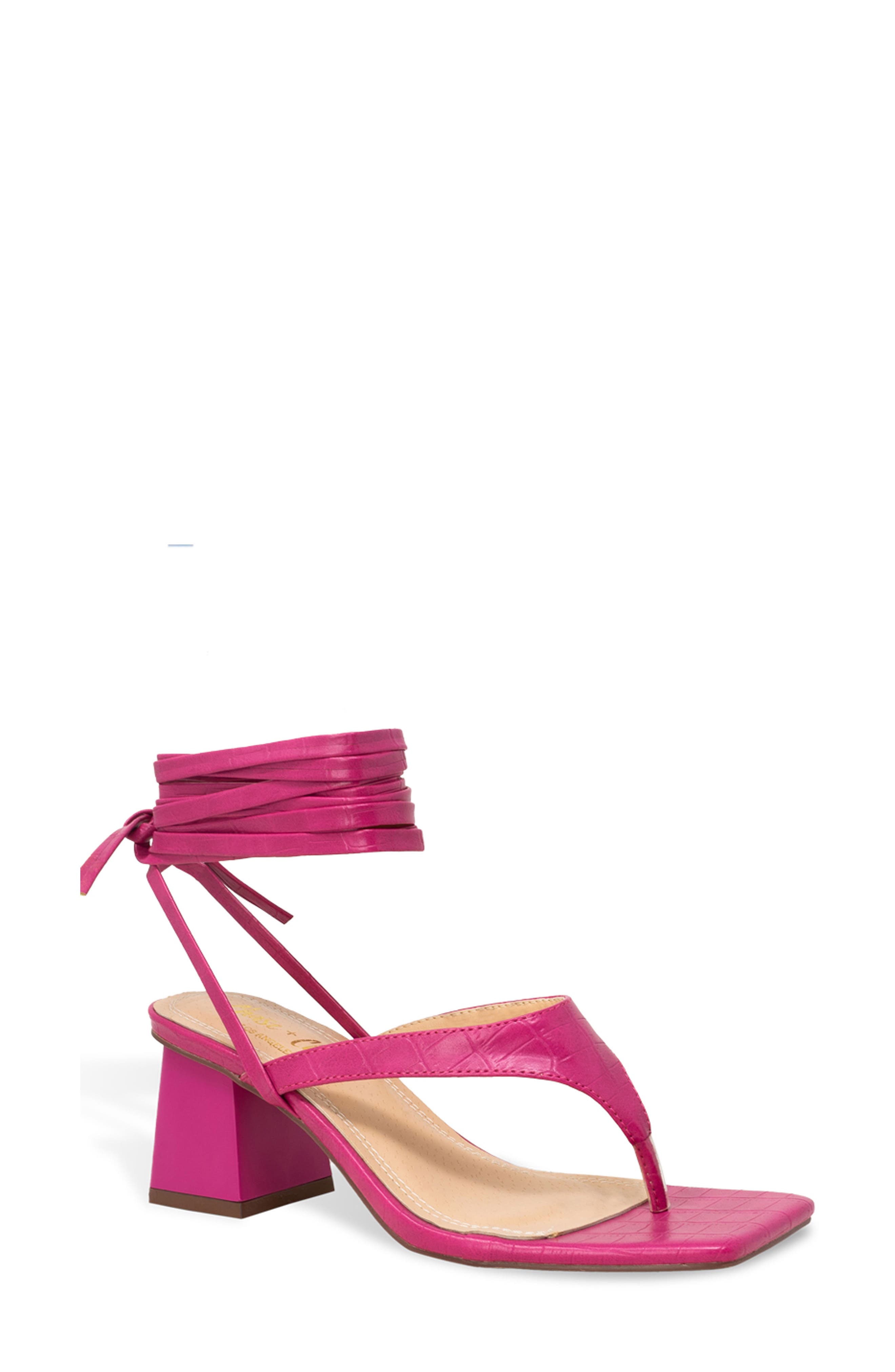CHASE AND CHLOE Ankle Wrap Block Heel Sandal