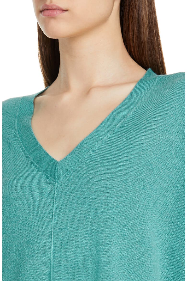 High/Low Silk & Cashmere Sweater, Alternate, color, GREEN AGATE