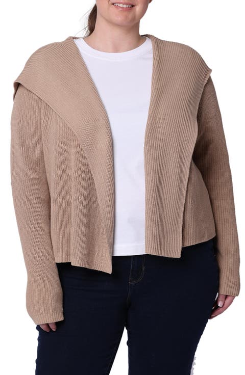 Cotton & Cashmere Hooded Cardigan (Plus)