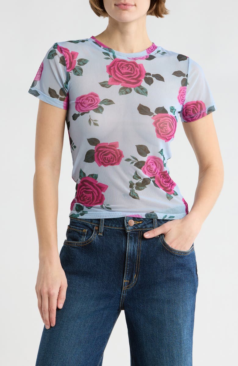 Good American Mesh Baby Tee, Main, color, Vintage Rose