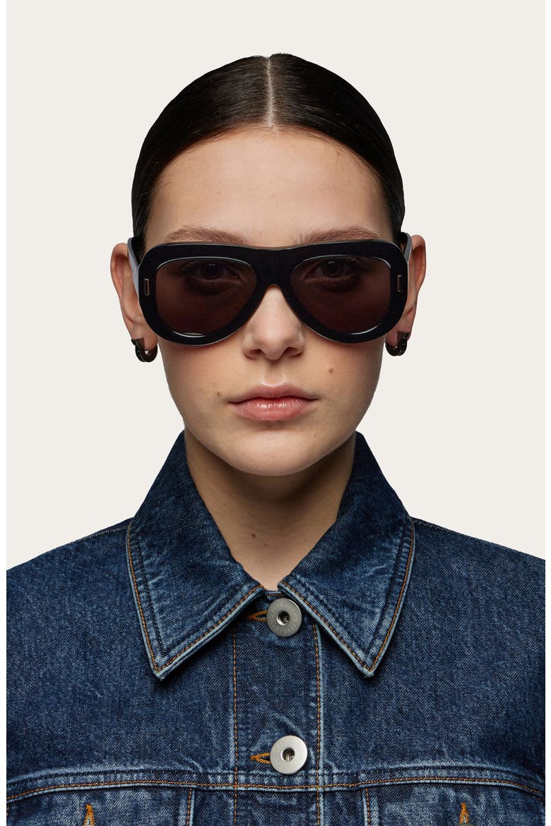 Rivets 57mm Aviator Sunglasses, Alternate, color, BLACK