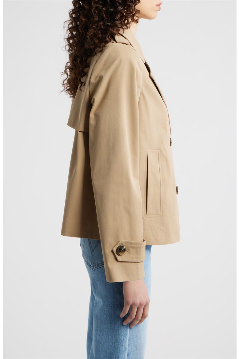 Water Resistant Double Breasted Short Trench Coat, Alternate, color, BRITISH KHAKI
