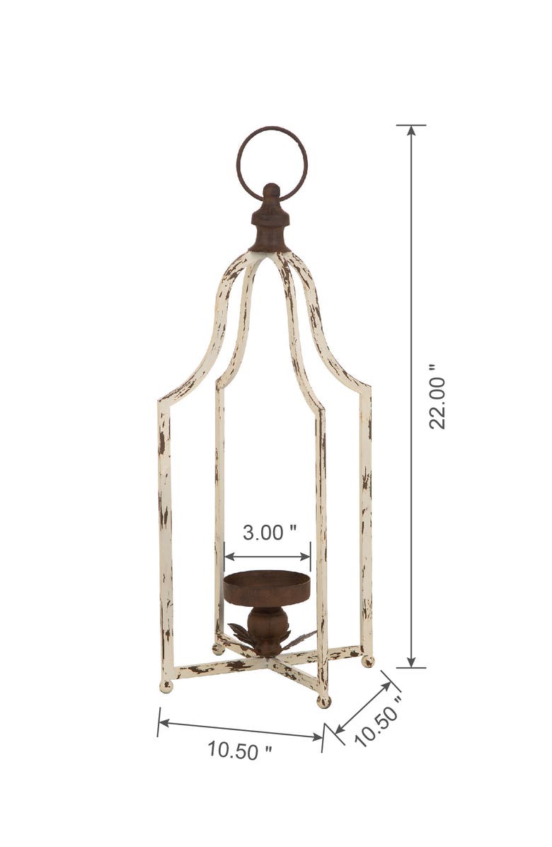 Glitzhome Modern Farmhouse Metal Decorative Lantern Candle Holder, Alternate, color, White