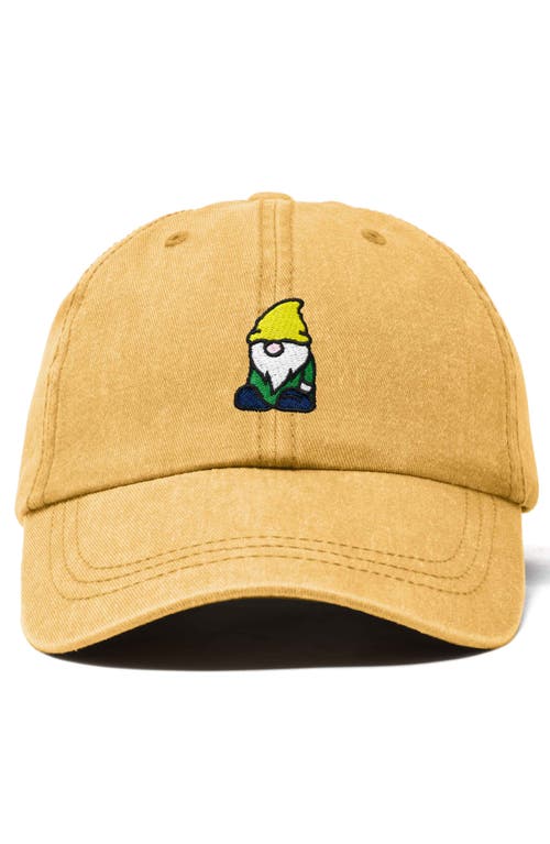 Dalix Gnome Embroidered Dad Hat In Washed Gold
