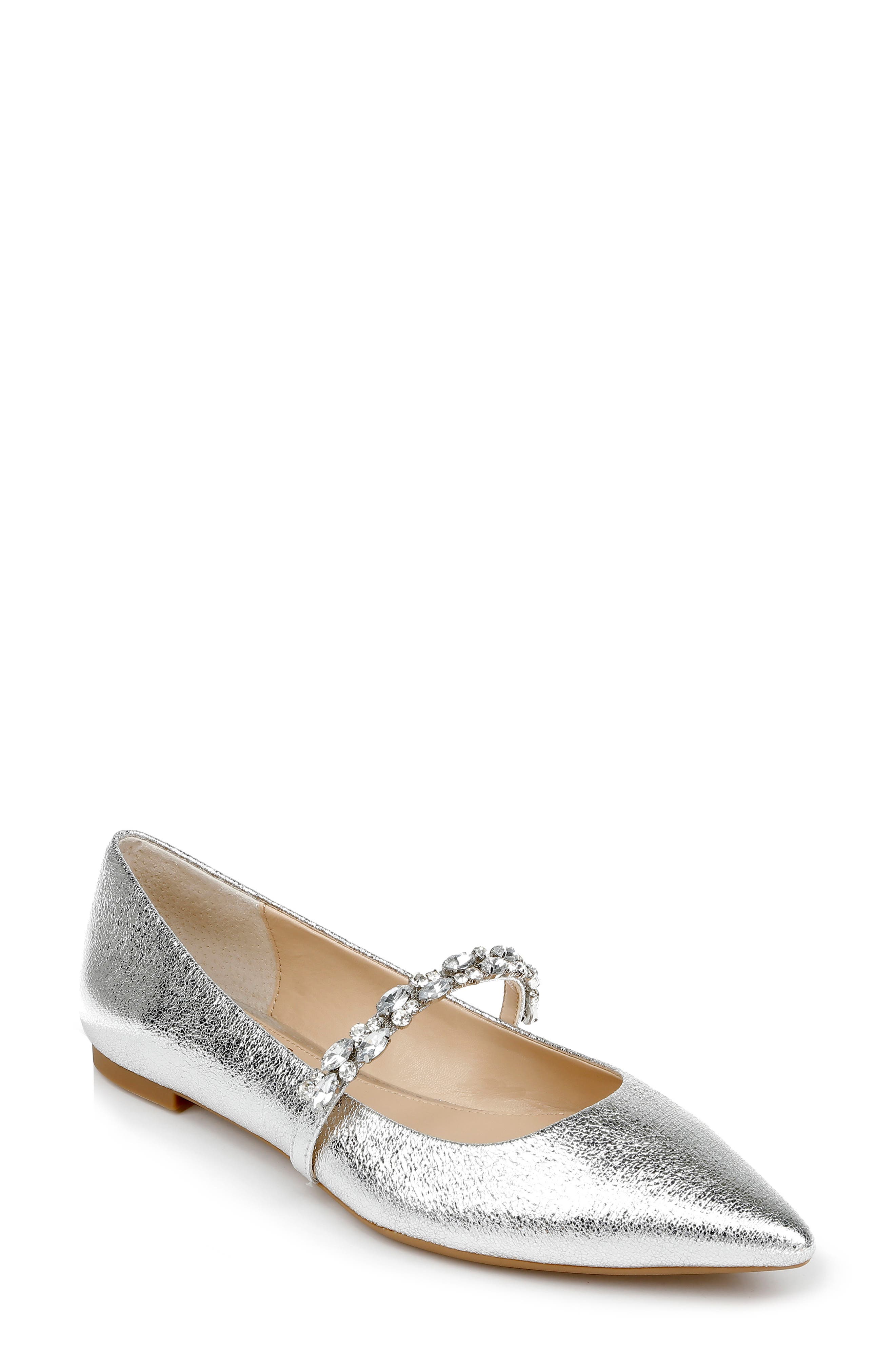 Jewel Badgley Mischka Dylan Crystal Embellished Mary Jane Flat, Main, color, 