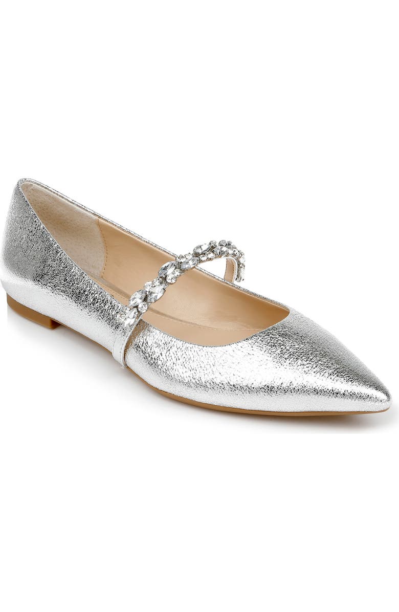 Jewel Badgley Mischka Dylan Crystal Embellished Mary Jane Flat, Main, color,