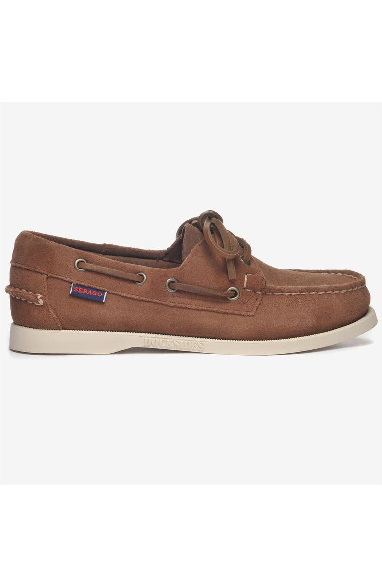 Sebago Portland Rough Out Womans Boat Shoes, Main, color, Dk Brown