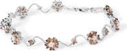 Haus of Brilliance 10K White Gold 4.0 Cttw Champagne Diamond Floral Cluster and Station Link Bracelet