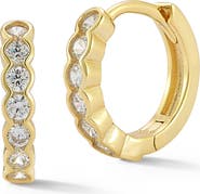 GLAZE JEWELRY Cubic ZIrconia Sterling Silver Huggie Hoop Earrings