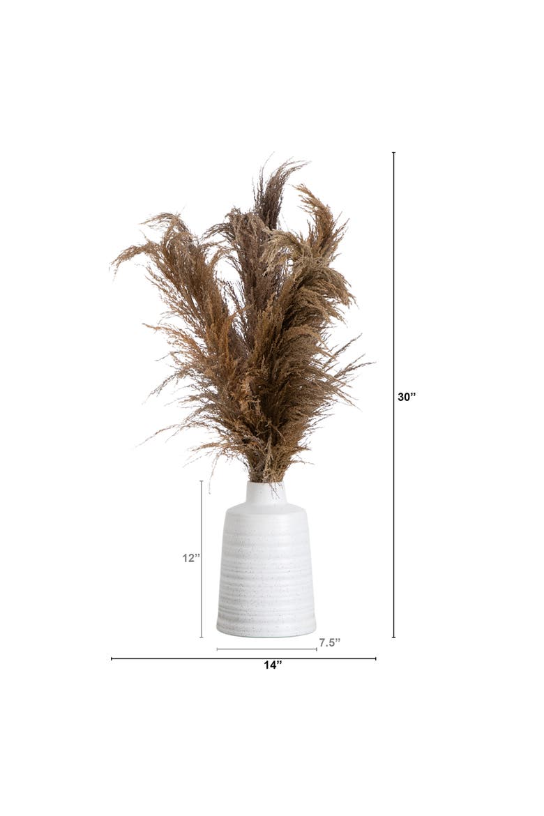 30-in Dried Natural Pampas Arrangement in Ceramic Vase, Alternate, color, Green