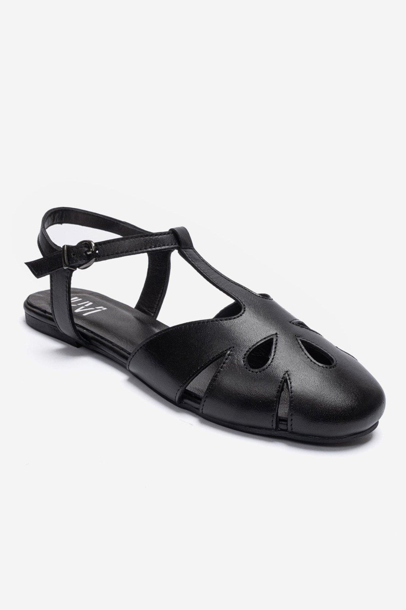 Nathalie Leather Ankle Strap Sandal, Alternate, color, Black