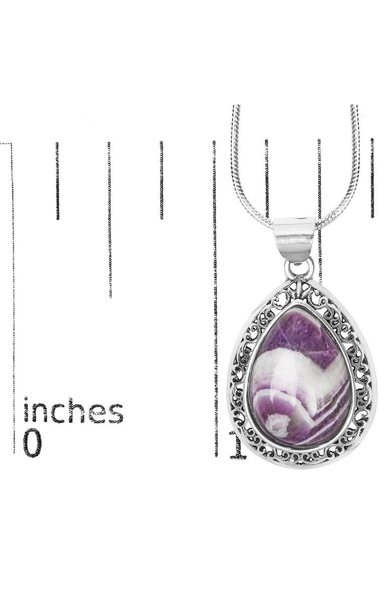 Haus of Brilliance Sterling Silver Chevron Amethyst Teardrop Pendant Necklace, Alternate, color, Silver