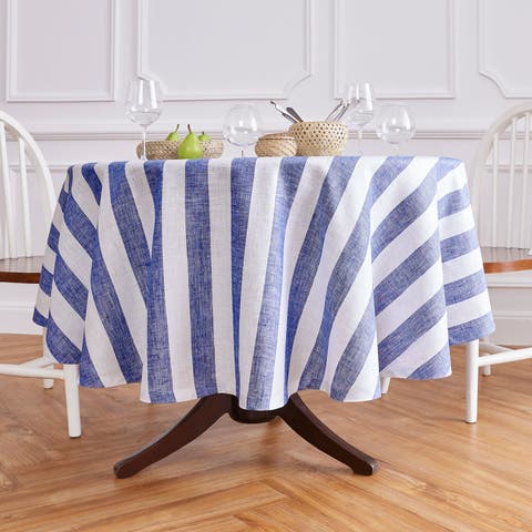 Linen Round Tablecloth - Cabana Stripe