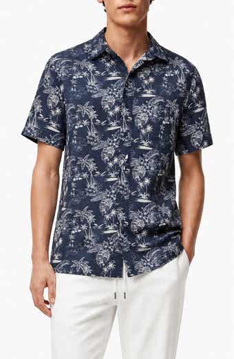 Short Sleeve Linen Blend Button-Up Shirt