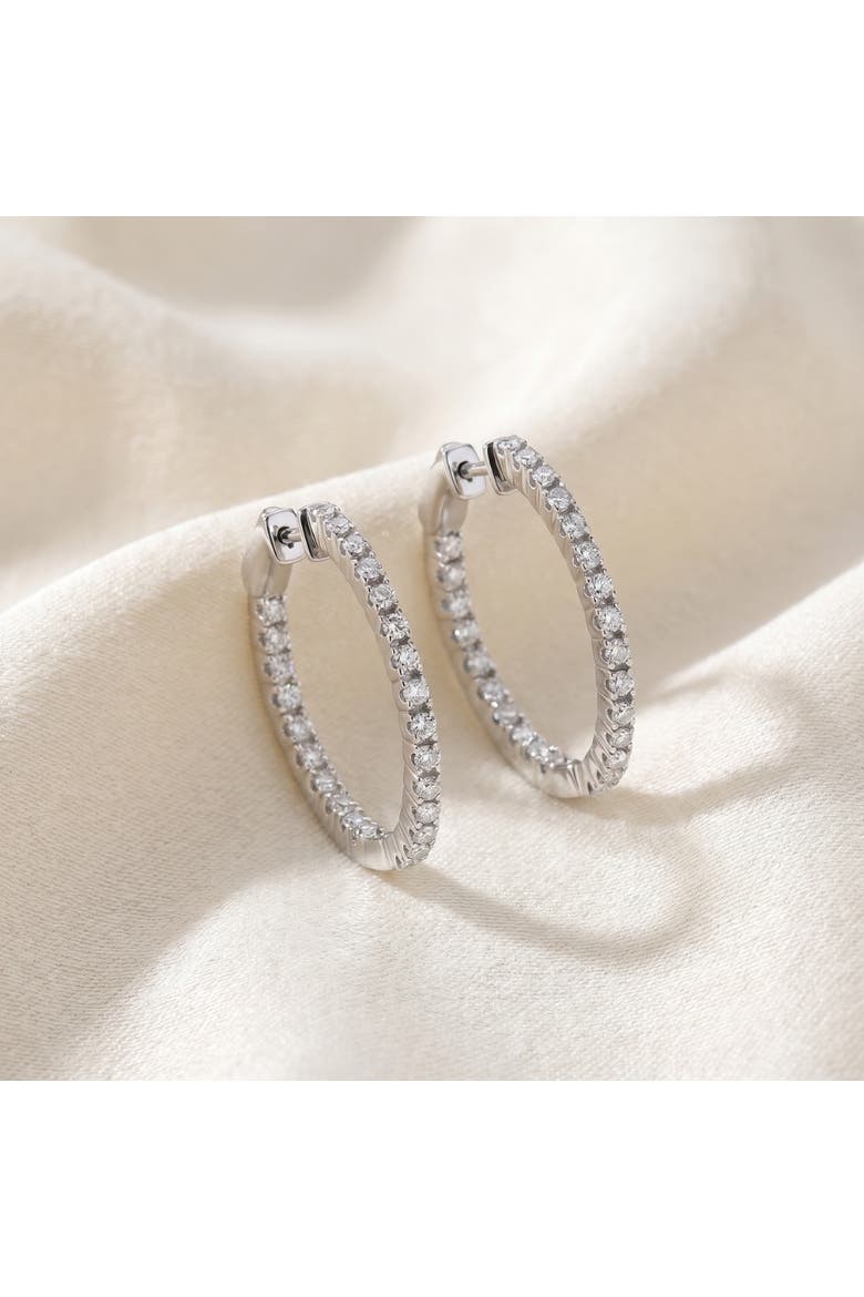 1Ct Diamond Hoops Inside Outside 1" Tall Lab Grown, Alternate, color, Silver