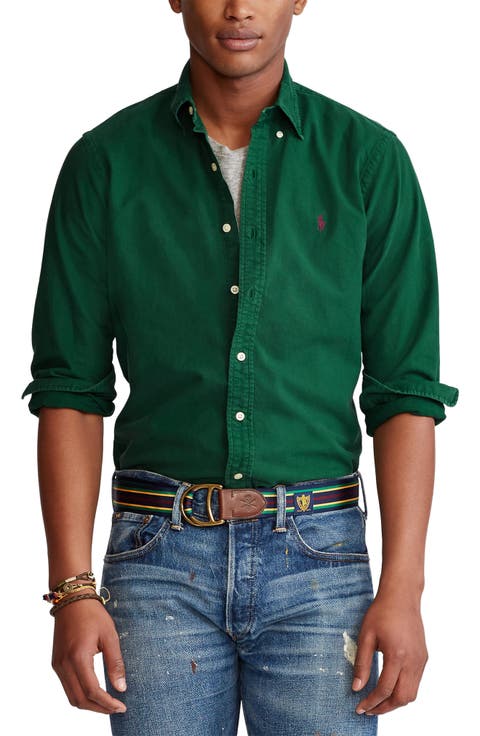 Solid Cotton Oxford Button-Down Shirt