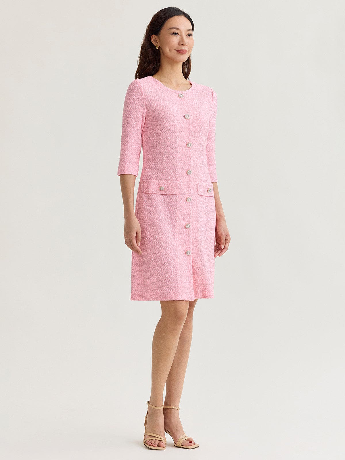 Tri-Color Tweed Knit Sheath Dress - image 4