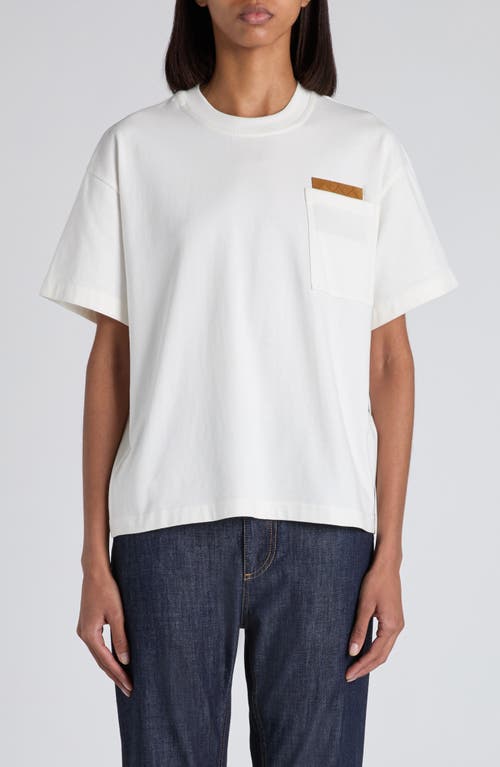 Bottega Veneta Pima Cotton Pocket T-shirt With Intrecciato Suede Patch In White