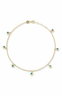 Ember Fine Jewelry 14K Gold Evil Eye Station Anklet