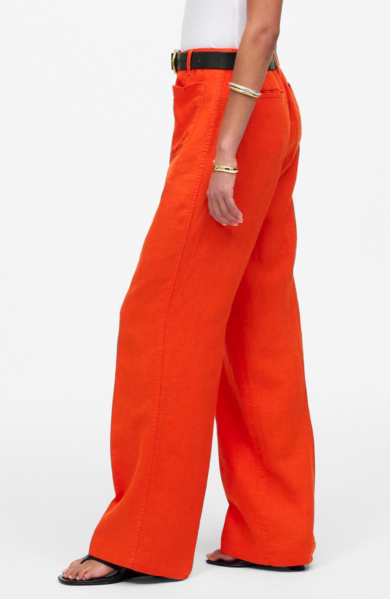 Madewell Patch Pocket Linen Flare Pants, Alternate, color, Bright Flame