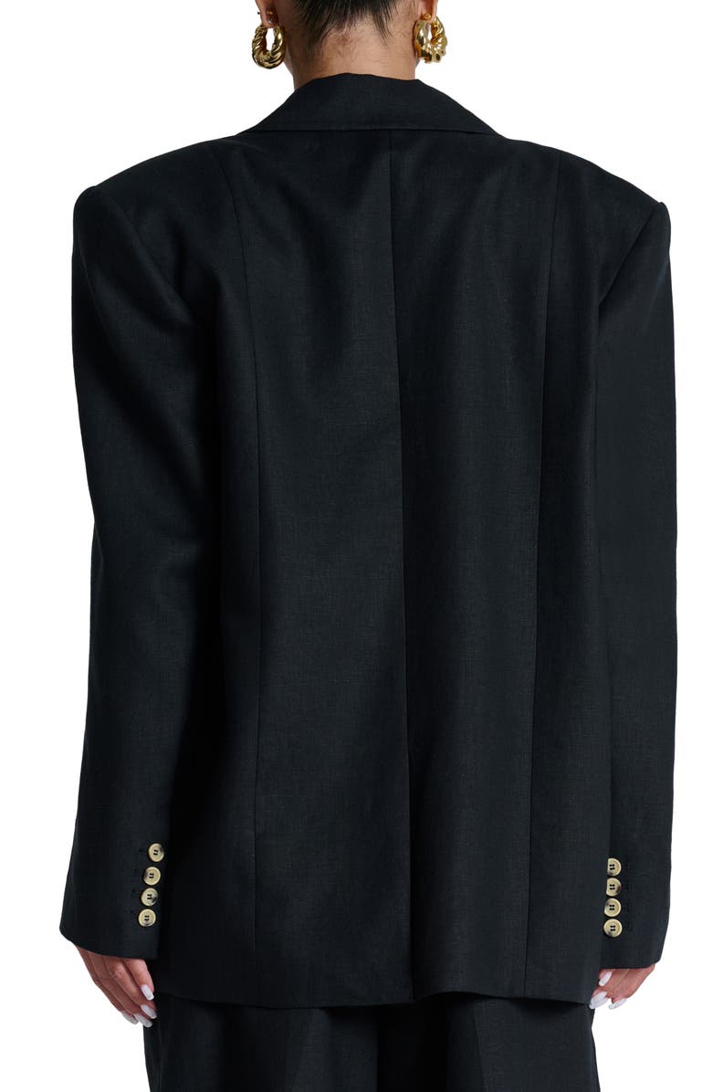 Naked Wardrobe Oversize Linen Blazer, Alternate, color, Black