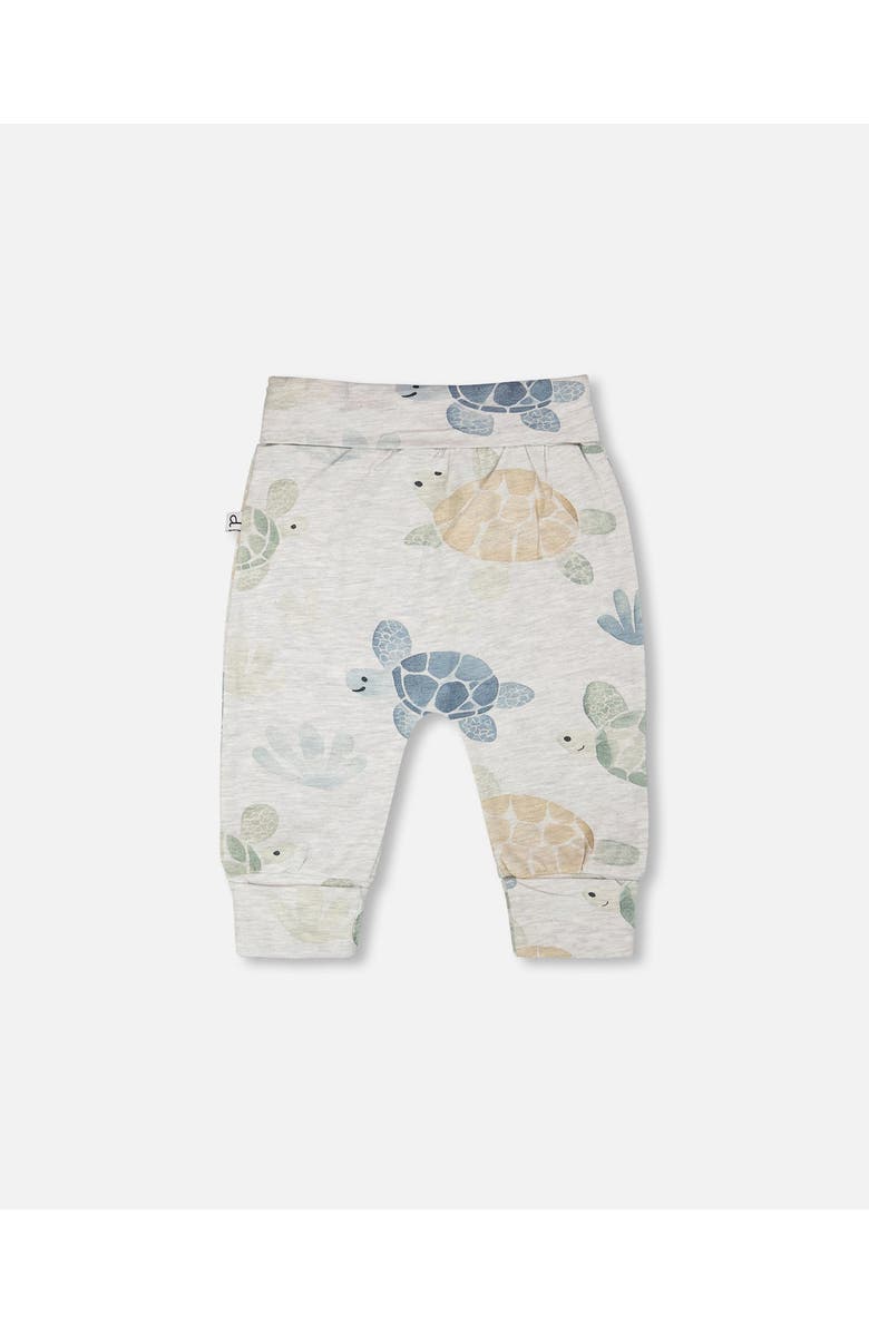 Deux par Deux Organic Cotton Jersey Evolutive Turtle Print Pants, Alternate, color, Grey Mix Turtle Print