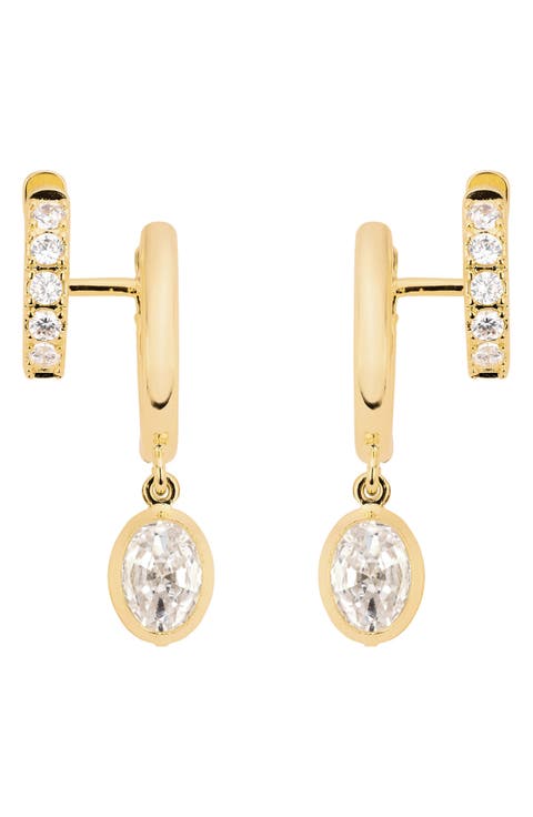 The Muse Oval Drop Huggie Earrings