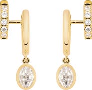ATHRA LUXE Modern Muse CZ Oval Drop Huggie Earrings
