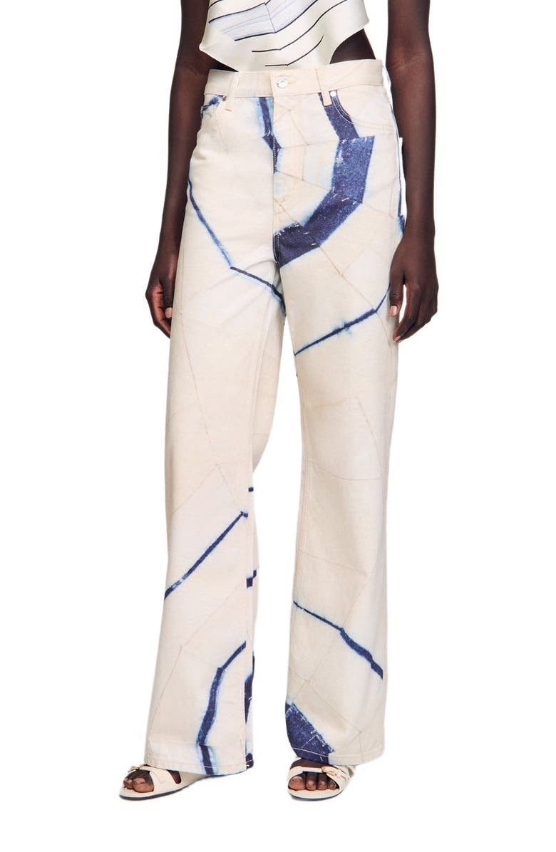 SANDRO Wide-leg striped jeans, Alternate, color,