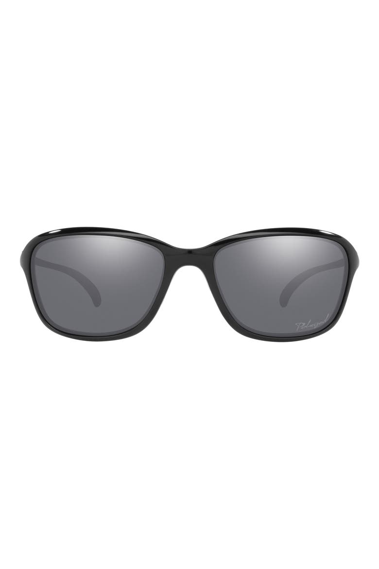 59mm Polarized Round Sunglasses, Main, color, POLISHED BLACK / BLACK